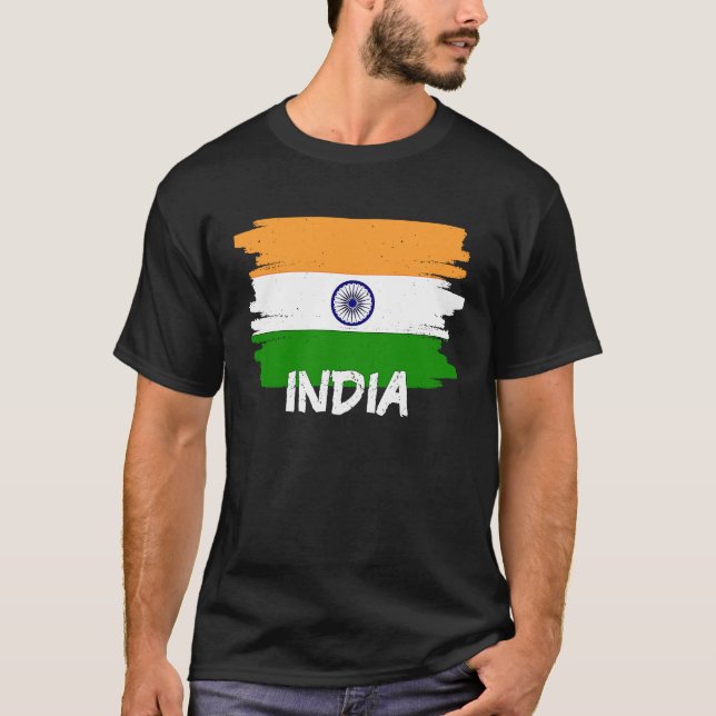 Cool India Flag T Shirt (Framsida)