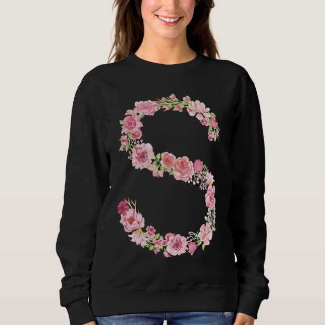 Cool Initial Alphabet Monogram Flowers  Floral Let T Shirt (Framsida)