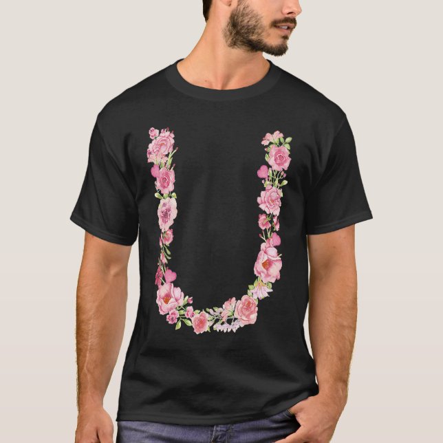 Cool Initial Alphabet Monogram Flowers  Floral Let T Shirt (Framsida)