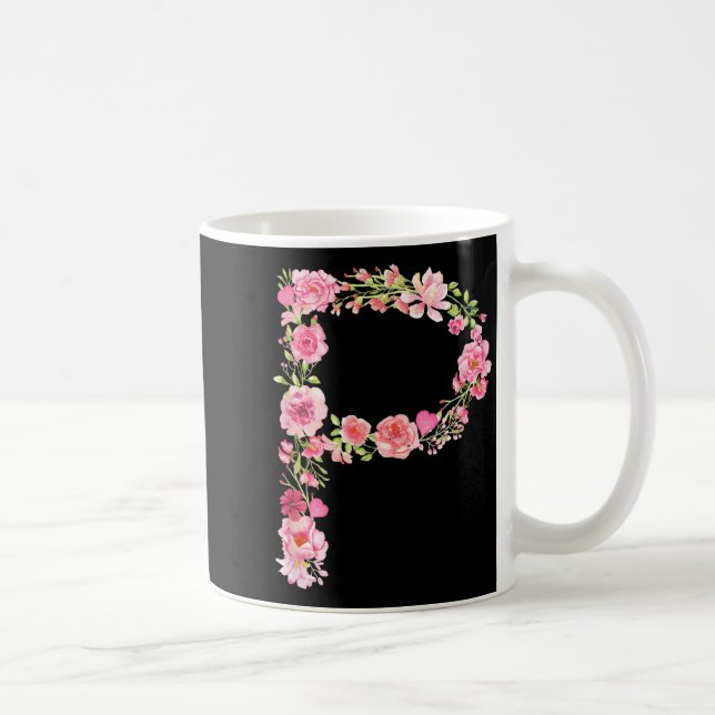 Cool Initial Alphabet Monogram Flowers Floral Lett Kaffemugg (Höger)