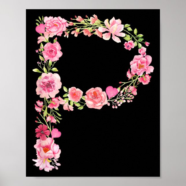 Cool Initial Alphabet Monogram Flowers Floral Lett Poster (Framsidan)
