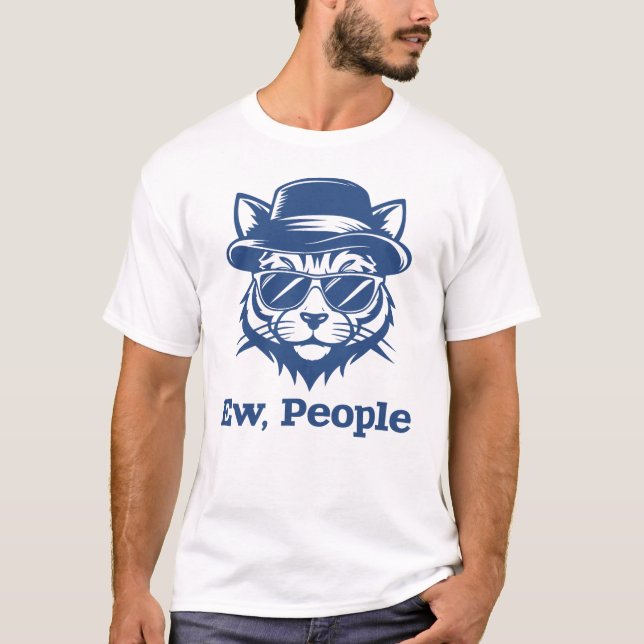 Cool Introvert Cat Ew People T Shirt (Framsida)