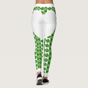 Cool irländsk Shamrock Ljusvit Hjarta Leggings