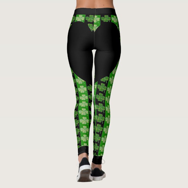 Cool irländsk Shamrock Ljusvit Hjärtform Leggings (Baksida)