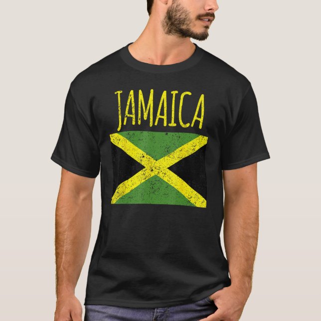 Cool Jamaica distresssed Jamaican flag proud Jamai T Shirt (Framsida)