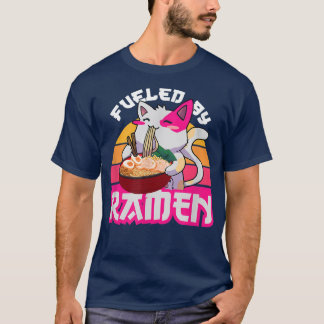 Cool Japanese Cat Eats Ramen, Fuled By Ramen Quote T Shirt