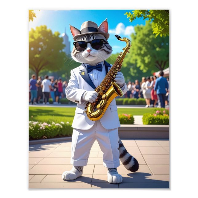 Cool Jazz Katt Fototryck (Framsidan)