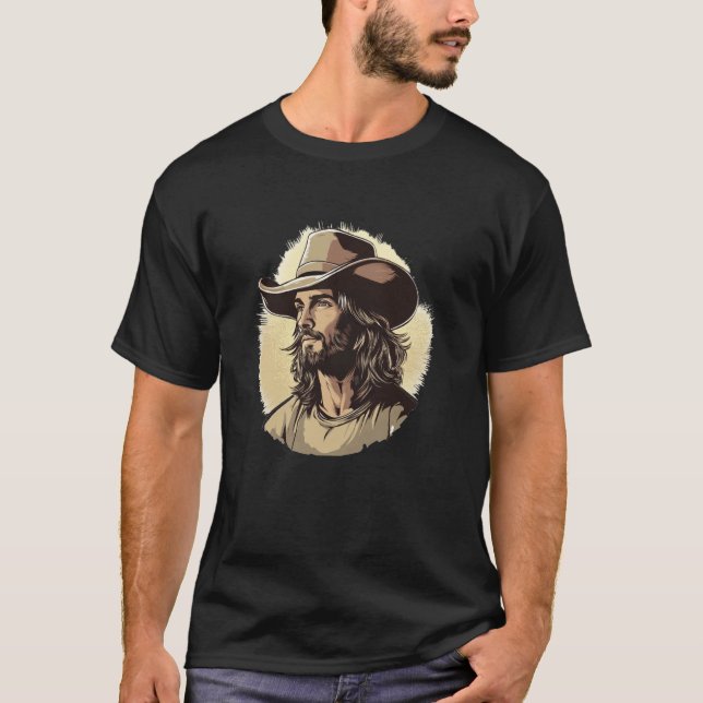Cool Jesus med cowboyhattkostym T Shirt (Framsida)