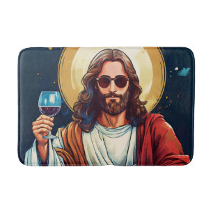 Cool Jesus med vin Badrumsmatta