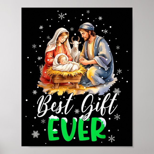 Cool Jesus Nativity Scene Christian Best Ever Chri Poster (Framsidan)