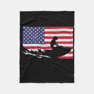 Cool Jet Ski for Men Women Skiers US American-flag Fleecefilt