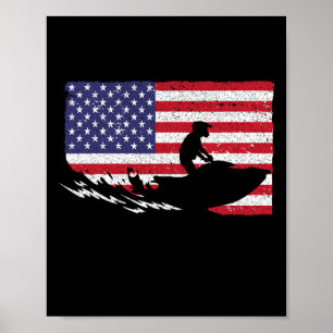 Cool Jet Ski for Men Women Skiers US American-flag Poster