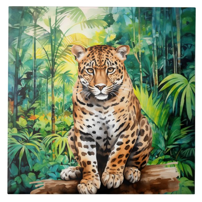 Cool jungle leopard lovers  kakelplatta (Framsidan)