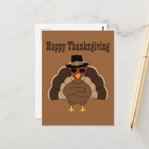 Cool kalkon Glad tack till Thanksgiving anpassad t Vykort