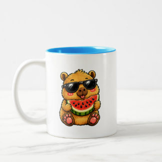 Cool Kapybara Vattenmelon Sommar Två-Tonad Mugg