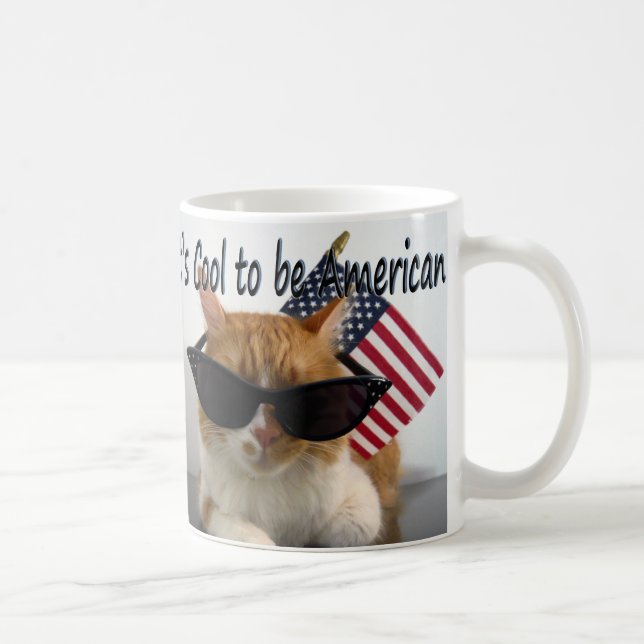 Cool katt i solglasögon med amerikansk flagg-mugg kaffemugg (Höger)