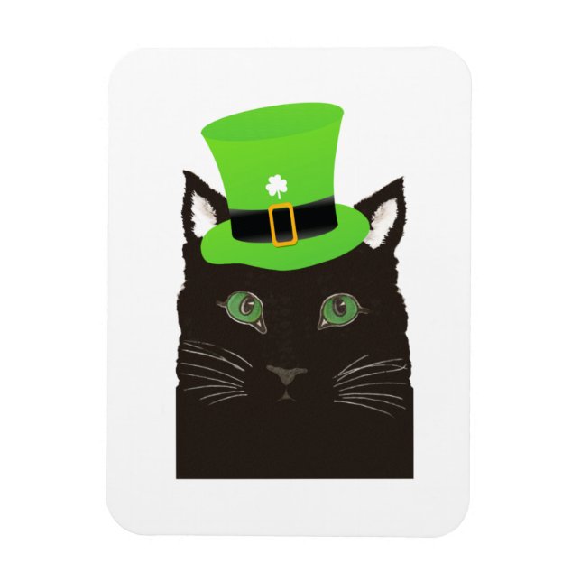 Cool katt med en grön hatt magnet (Vertikal)