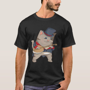 Cool katt spelar banjo Katten instrumentspelare 1 T Shirt