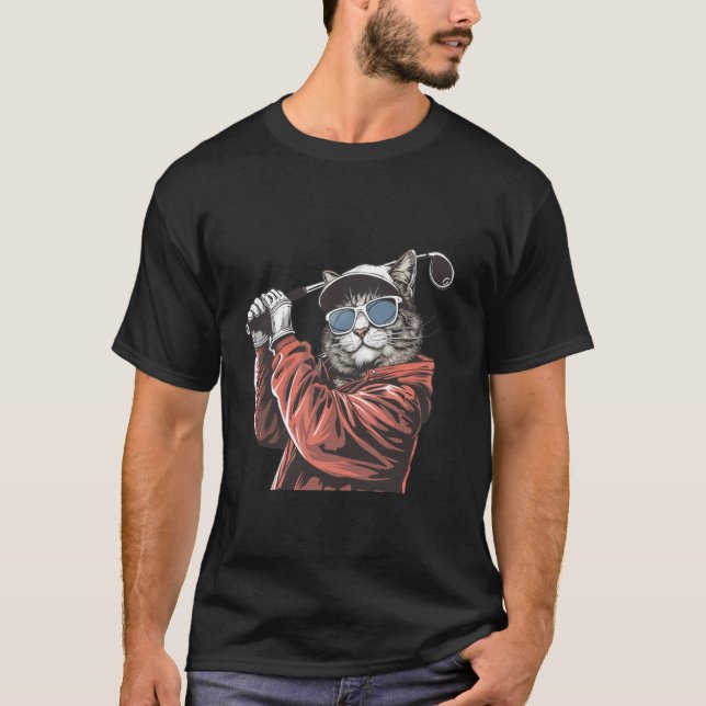 Cool katt spelar golf - Golfälskare golfar T Shirt (Framsida)