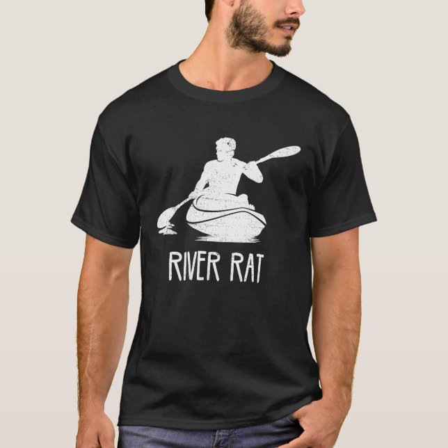 Cool Kayak River Rat river kayaking mens kayak T Shirt (Framsida)