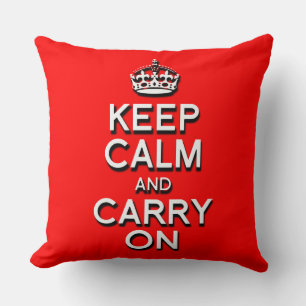 Cool Keep Calm and Carry On Röd Kudde