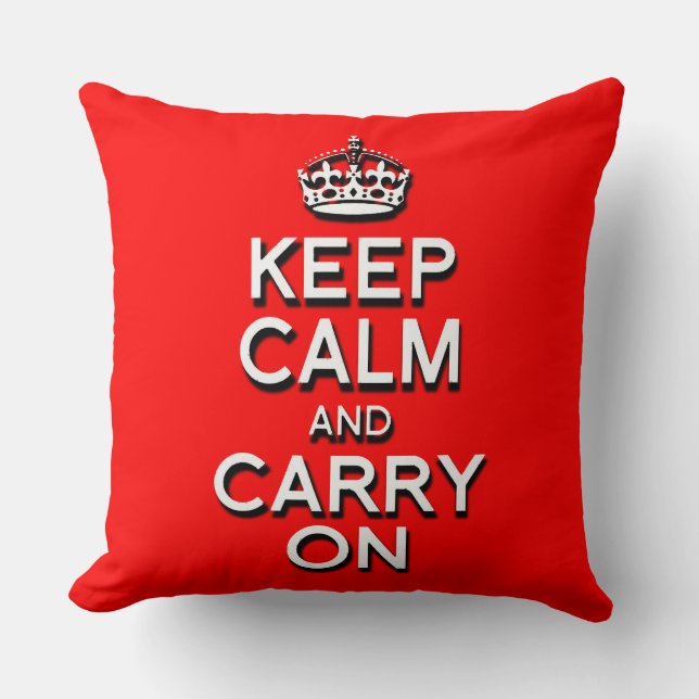 Cool Keep Calm and Carry On Röd Kudde (Framsida)