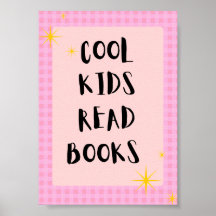 Cool Kids Läs Böcker Väggkonst | Barn Läs Poster