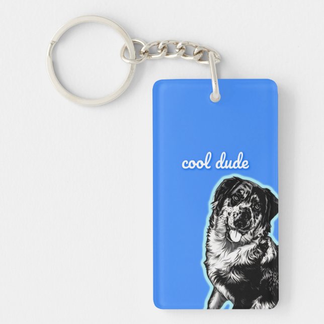 Cool kille australisk herdehund akrylnyckelring (Framsidan)