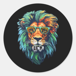Cool King – Colorful Lion with Shades Design Runt Klistermärke