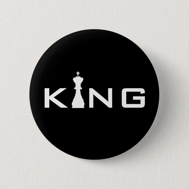 Cool King Typografi Schackspelare Knapp (Framsida)