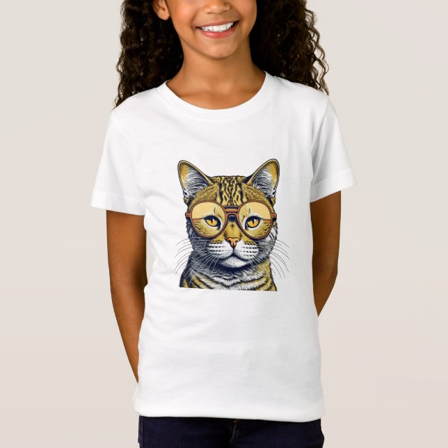 Cool Kitty Katt med Glasögon T Shirt (Framsida)