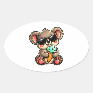 Cool Koala Glass Ovalt Klistermärke