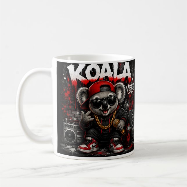Cool Koala Vibes – Urban Hip Hop Graffiti Animal  Kaffemugg (Vänster)