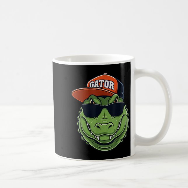 Cool Krokodil Djur Gator Grafik Med Keps Och S Kaffemugg (Höger)
