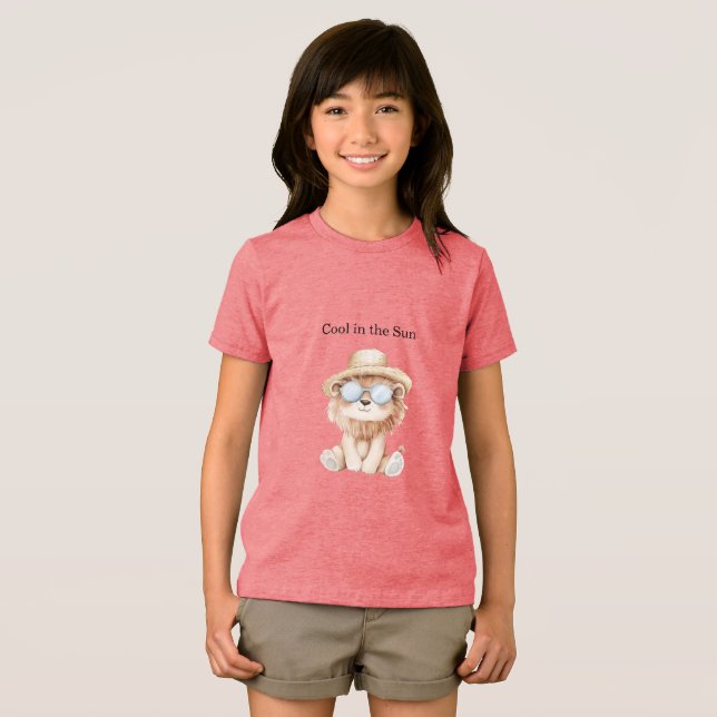 Cool Lejon i Sol Strand Solglasögon Hatt T Shirt (Framsida Full)