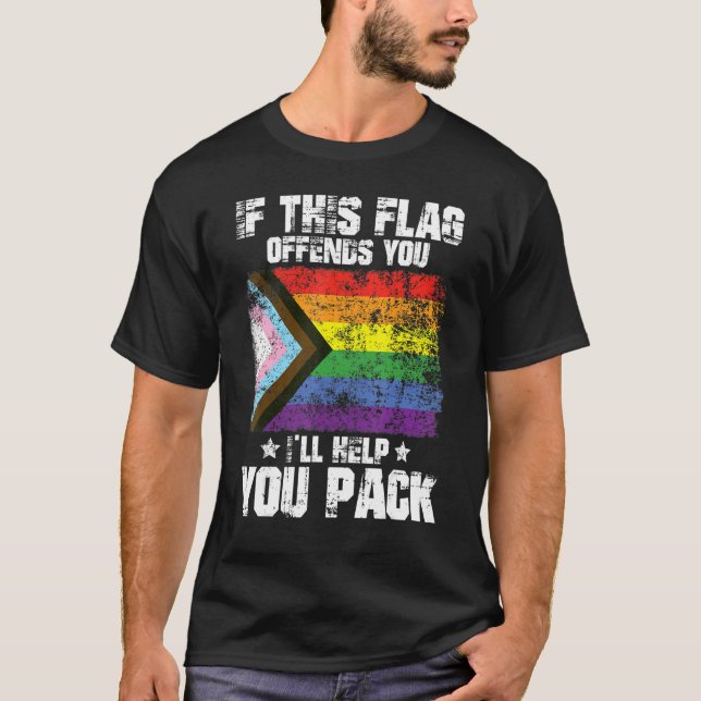 Cool LGBTQ Pride If This Flag Offends You I'll Hel T Shirt (Framsida)