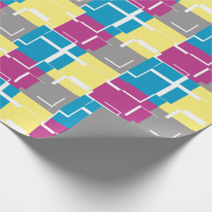 COOL Lila Blå Gul Grå Mönster Presentpapper