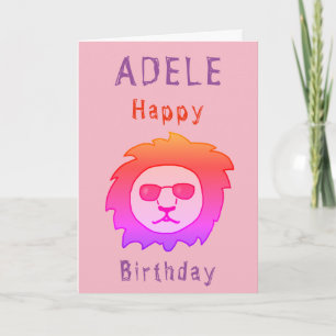 Cool Lion Rosa Grattis Flicka Kort