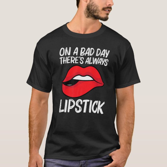 Cool Lipstick For Men Women Cosmetic Makeup T Shirt (Framsida)