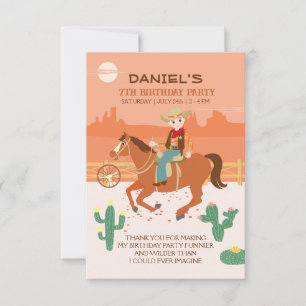 Cool liten cowboy och häst Födelsedagsfest Tack Kort