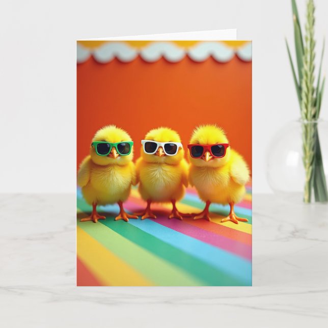 Cool Little Bird Sunglasses Card Kort (Framsida)