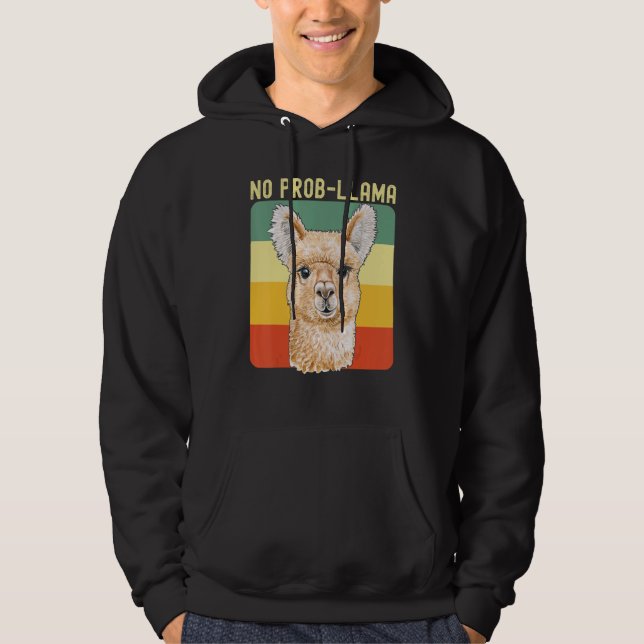 Cool Llama For Men Women No Prob Llama Alpaca Farm Hoodie (Framsida)