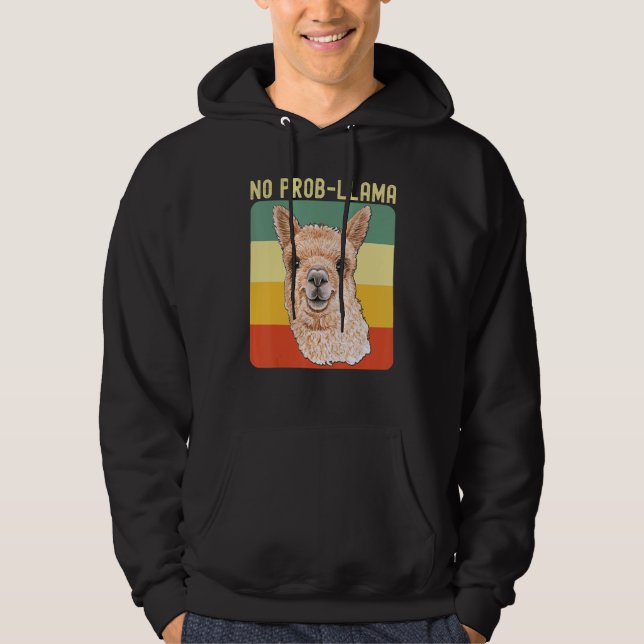 Cool Llama For Men Women No Prob Llama Alpaca Farm Hoodie (Framsida)