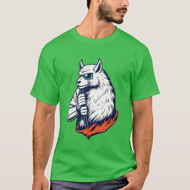 Cool Llama Rockstjärna T Shirt (Framsida)