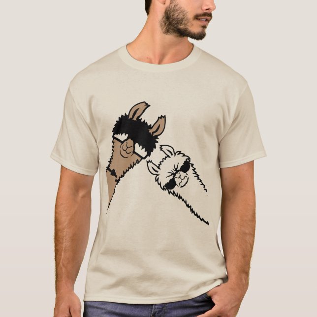 Cool Llamas Wearing Sunglasses Funny Animal Friend T Shirt (Framsida)