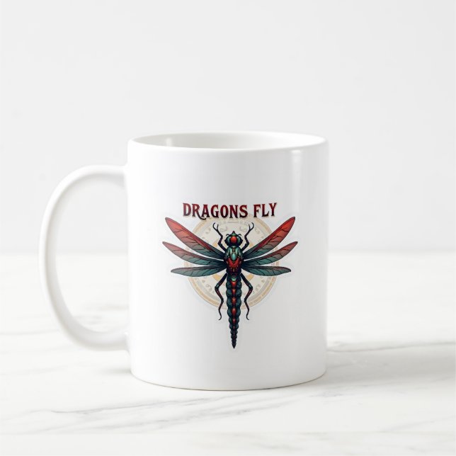 Cool Machined Steampunk Trollslända - Drakar Flyge Kaffemugg (Vänster)