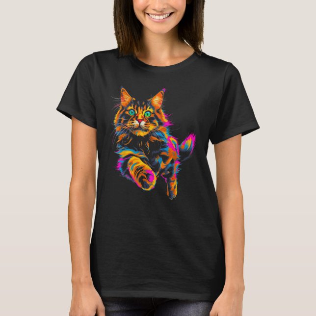 Cool Maine Coon Cat T Shirt (Framsida)