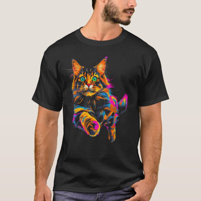 Cool Maine Coon Cat T Shirt (Framsida)