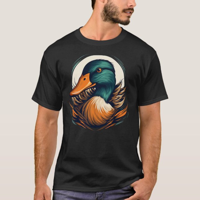 Cool Mallard Duck Face T Shirt (Framsida)