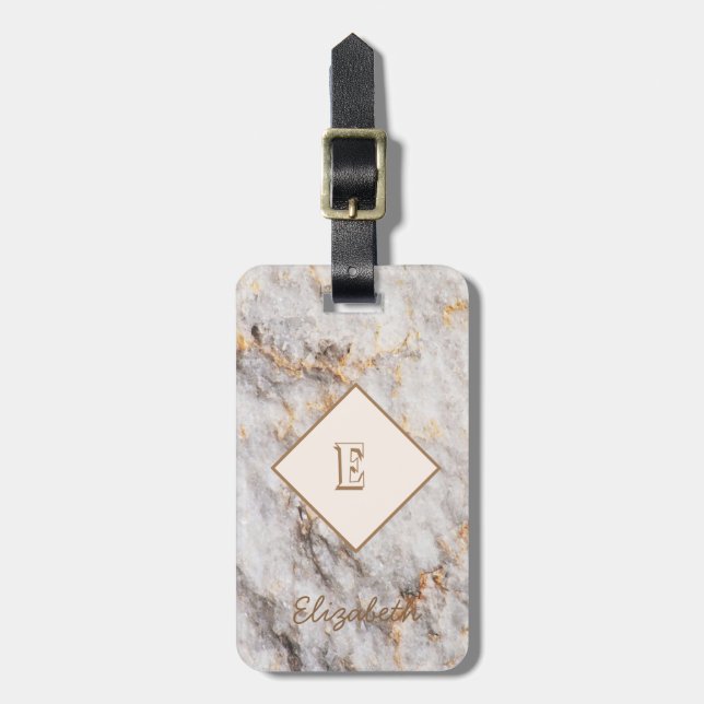 Cool Marble Granite Stenstruktur, Monogram Bagagebricka (Vertikal Framsida)